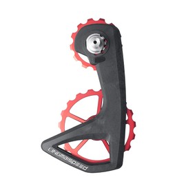 Bicycle Derailleur Cage Carbon Fiber Black Lightweight Design for Road Bike Models UT/DA R8000/8150/9250 (Red)