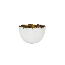 Godinger Snack Bowl, Serving Bowl, Fruit Bowl, Candy Bowl, Nut Bowl, White and Gold, 4in