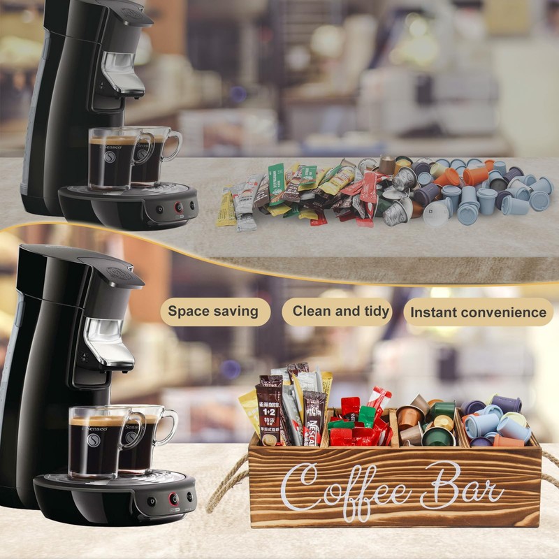 Wooden Coffee Pod Holder Coffee Station Organizer for Countertop Kcup