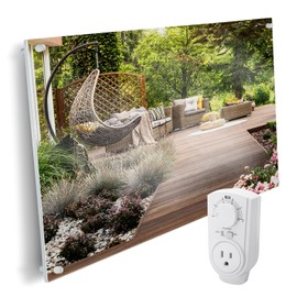 EconoHome Wall Mount Space Heater Panel - with Thermostat - 600 Watt Convection Heater - Ideal for 200 Sq Ft Room - 120V Electric Heater