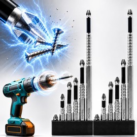 High Magnetic Drill Bit Set: K5 Impact Resistant Anti-Slip Bits, Non-Slip Alloy Steel for Impact Drivers, DIY/Pro Use 6pcs (25-150mm)​ (6, chrome plated)