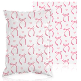 Resurhang 200 Pcs Pink Bow Poly Mailer Designer Shipping Mailers Heavy Duty Waterproof Self Adhesive Shipping Bags for Large Mailing Envelopes Bulk Tear Resistant Packaging(Bowknot,10 x 13 in)