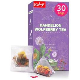 30 Bags of Dandelion Wolfberry Tea, Goji Berry Chrysanthemum Tea Include Dandelion,Cassia Seed,Goji Berries,Chrysanthemum,Licorice,Dried Tangerine Peel,Gardenia,Seven Natural Ingredients