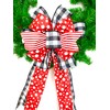 Black and Red Polka Dot Wreath Bow, Large Red Gift