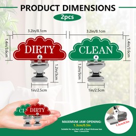 2Pcs Laundry Basket Labels with Stainless Steel Clips, Cloud-Shaped Clean and Dirty Signs, Laundry Room Organization Signs, Dishwasher Safe Hamper Tags for Kids Rooms Bathrooms Laundry Room (Green red)