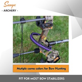 SUNYA Archery Bow Wrist Sling, 550 Paracord Strap Comfortable on Hand.100% Full Grain Leather Yoke, Multiple Camo Colors.Fit Compound Bow Stabilizer & Recurve. (Purple Magma 25)