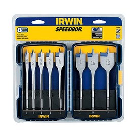 Irwin 341008 8-Pcs 6" x 1/4" Blue-Groove Hex Shank Speedbor Spade Bit Set
