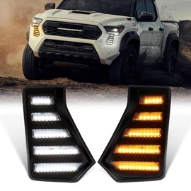 AFOGGEST Daytime Running Lights For Toyota Tacoma 2024 2025 LED Front Bumper Fog Light Kit with Amber Turn Signal