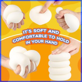 Pack of 6 Stress Balls, Cube-Shaped Kneading Ball, White Tofu Squishy Kneading Ball, Anti Stress Balls, Kneading Ball for Hands Therapy, Anti-Stress Ball, Squeeze Ball, Anti-Stress Ball for Children