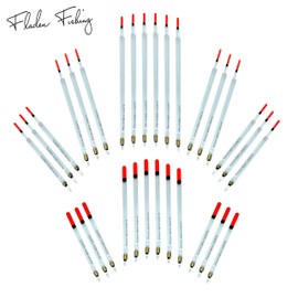 FLADEN Fishing - A set of 30 Assorted Loaded Waggler Floats Classic Clear Crystal with Hi-Viz Red Tips (13cm to 23cm) - For Most types of Coarse Fishing [40-068]