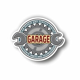 AMA SHOP WALL STICKER GARAGE SERVICE VINTAGE MOD.3 PVC for Decal Wall Mural Car Motorcycle Helmet Camper