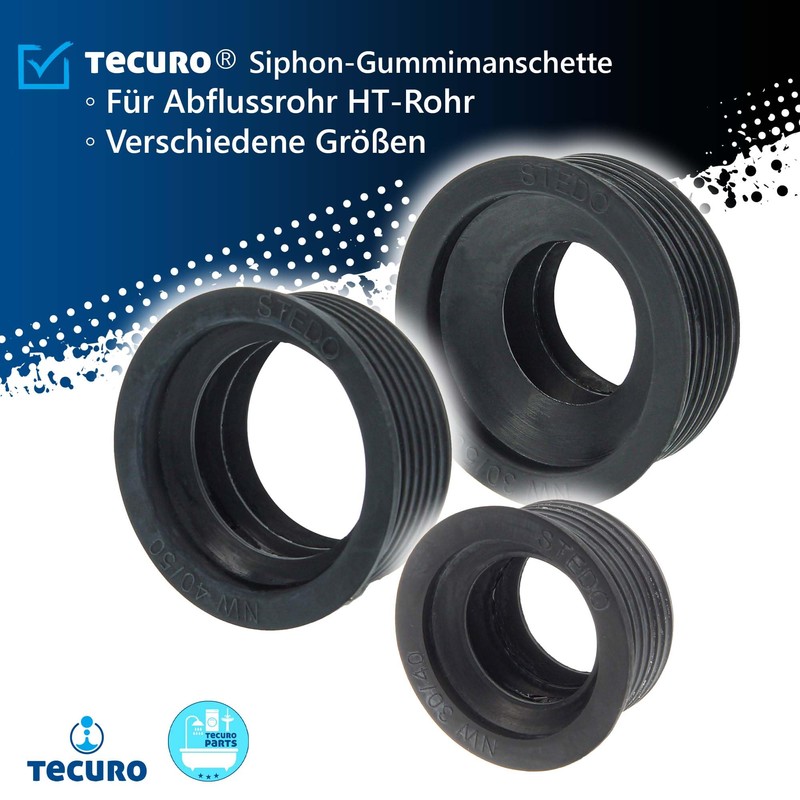 tecuro Siphon Rubber Sleeve for Drain Pipe Outer Diameter 50