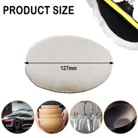 Wool Buffing Pads 5 Inch (125mm), 4Pcs Professional Polishing Waxing Kit for Car Detailing, Rotary Polisher DA Machines, Heavy-Duty, Scratch-Free, Durable