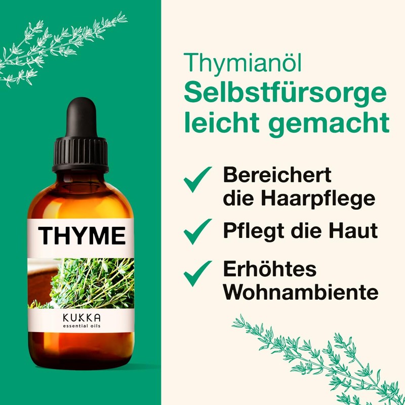 Kukka Ätherisches Thymianöl für Haare, Thymianöl für die Haut –