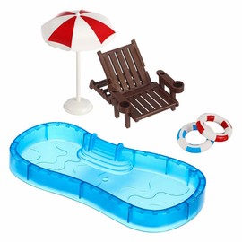Ieron Mini Beach Decoration Dollhouse Mini Pool Micro Beach Chair Set Mini Decorative Beach Bar Beach Chair Set