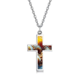 SENFAI Cross Pendant Necklace for Women Stainless Steel Cross Pendant Dainty Chain Jewelry (Cross-6)