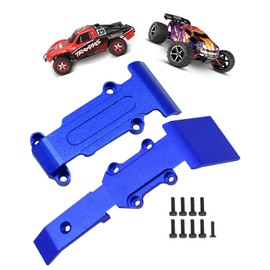 hopsupRC Front Rear Skid Plate Upgrades for 1/16 E-REVO/Mini Slash,2PCS Aluminum Front Rear Skid Plate Hops Up Upgrades Parts for 1/16 E-REVO （71076-3）;Mini Slash （70054-1）,Navy Blue