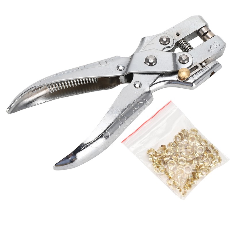 Multi Function Punch Pliers Silver 60# Steel Electroplated Eyelet Hole