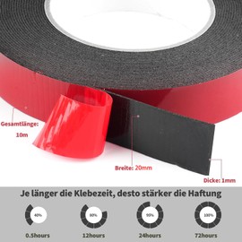 GTIWUNG Schaumstoff Montageband, Doppelseitiges Klebeband Rot, Schwammband Doppelseitig, Wasserdichte Schaumstoff Montage Klebeband mit Besonders Starke Klebkraft, 2cmx10m