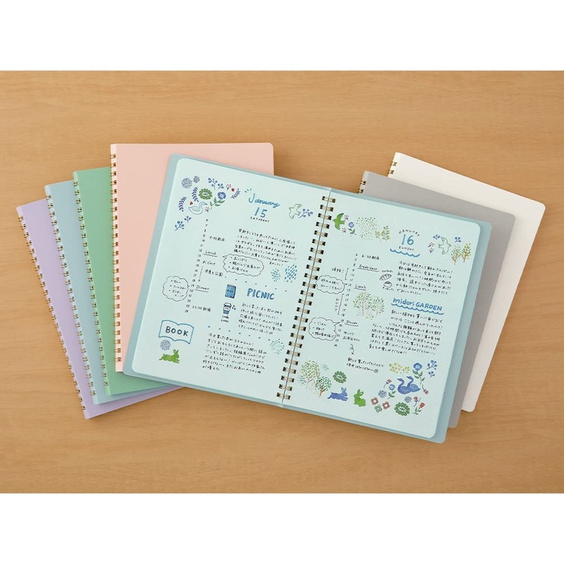 DESIGNPHIL Midori 15335006 Notebook, Ring Notebook, Color, Dot Square, Purple,