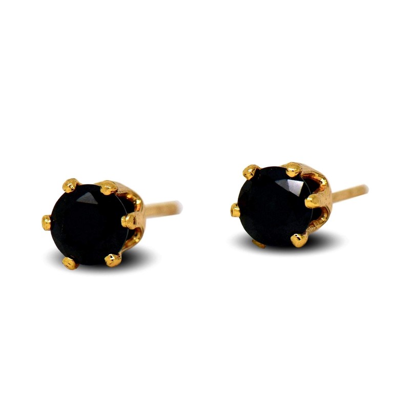 18ct Gold Filled Womens Stud Earrings with Black CZ Crystals