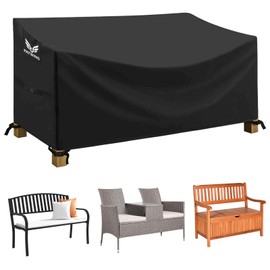 PATWING Protective Cover for Garden Bench, Garden Bench Cover, 600D Oxford, Waterproof, Windproof, UV-Resistant, Suitable for Covering Patio Benches, Rattan Furniture Benches (163 x 66 x 63/89 cm)
