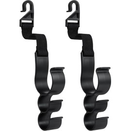 Car Seat Headrest Hook - Universal Durable Automotive Seat Back Organizers/w 3 Hooks Vehicle Storage Hanger for Purse Handbag Coat Grocery Fishing Rod Umbrella Holder (2 PCS) (Black, One Size)