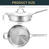 Yeksum 3-Quart Saute Pan with Lid | 10-Inch 3-Ply 18/10