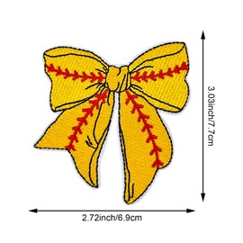 12PCS Softball Iron On Patches, Bow Patches, Sew on Embroidered Applique Baseball Patches for DIY Clothing Jackets Hat Backpack, Gold