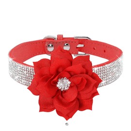 Bbmmayy Cute Dog Collar with Bling Rhinestone, Fancy Crystal Diamond Glitter Pretty Jewel Soft Cat Collars for Small Medium Large Breed Dogs Girl Female Pet Puppy Kitten Terrier (XS, Red2)