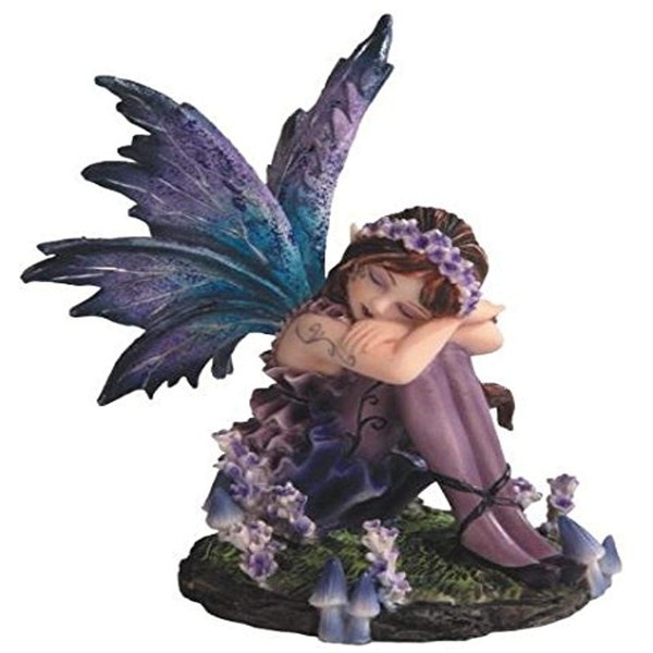 StealStreet SS-G-91587 Young Blue and Purple Fairy Sleeping in Garden Figurine, Small