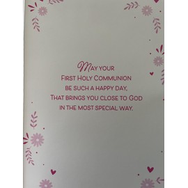 Poppy Hill First Holy Communion Card for Niece, Pink Floral Design, 13 x 19 cm