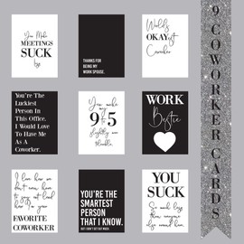 Bulk Funny Coworker Blank Cards - 24 White Envelopes Office Colleagues Boss Gifts | Modern Black & White Folded Greeting Cards Retirement Promotion Birthday Going Away Congratulations Bulk Box of 24