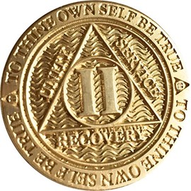 RecoveryChip 2 Year AA Medallion Reflex Polished Bronze Serenity Prayer Chip II