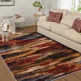 GlowSol Modern Area Rug 4x6 Machine Washable Area Rug Non Slip Non-Shedding Abstract Throw Rug for Living Room Bedroom Bathroom Kitchen Boho Rugs Home Decor Carpet Mat