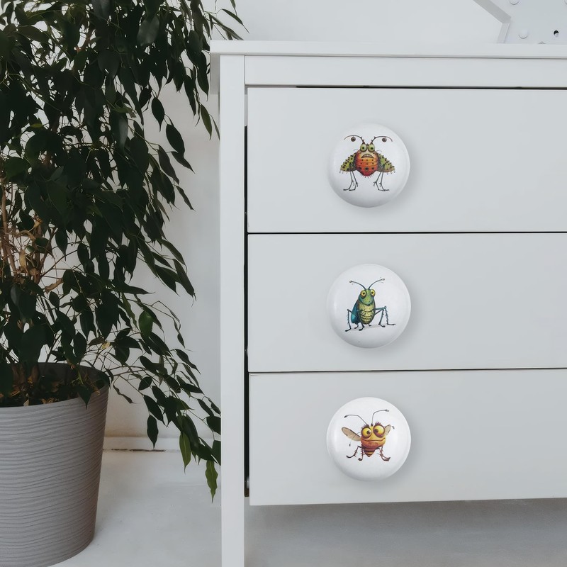 JamJam 1.5" 8 PCS Insect Cicada Cabinet Ceramics Drawer Knob