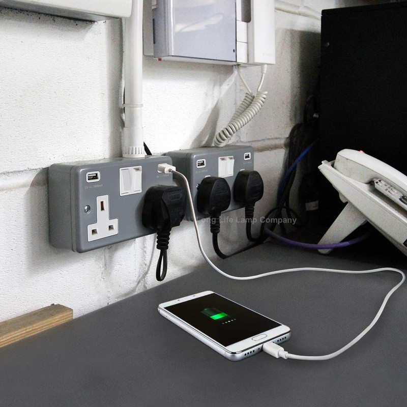 13 Amp Metal Clad Socket 2 Gang Switched Socket 250v