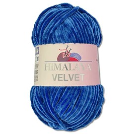 Wohnkult Himalaya 100 g Velvet Dolphin Wolle 40 Farben zur Auswahl Chenille Strickgarn Flauschgarn Glanz Accessoire Kleidung Decken (90029 | Blau)