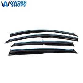 Unbranded Fits 18-25 Accord Sedan Mugen Style Window Visors w/ Chrome Trim & White Spoon