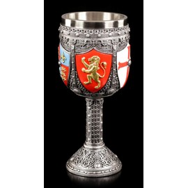 Figuren Shop GmbH Fantasy Knight Goblet Stainless Steel Insert - United Crest | Decorative Article, Hand Painted, 200 ml