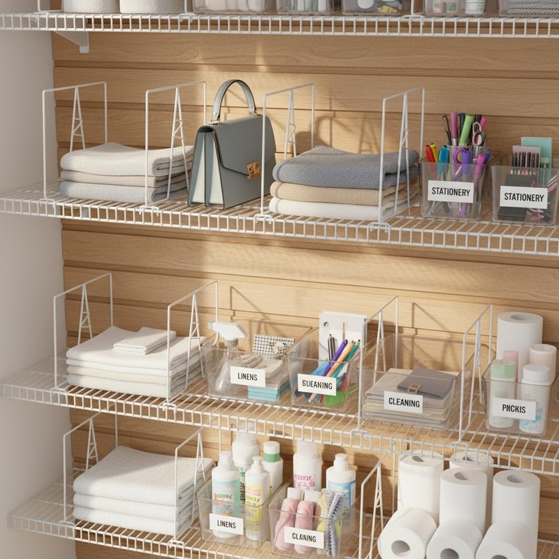 ziroland Wire Shelf Dividers - White Closet Organization & Storage