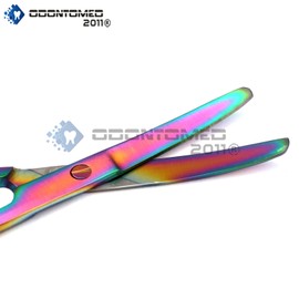 OdontoMed2011 Multi Titanium Color Rainbow Operating Scissor Blunt/Blunt 5.5" Curved Stainless Steel Rainbow Color Scissor ODM