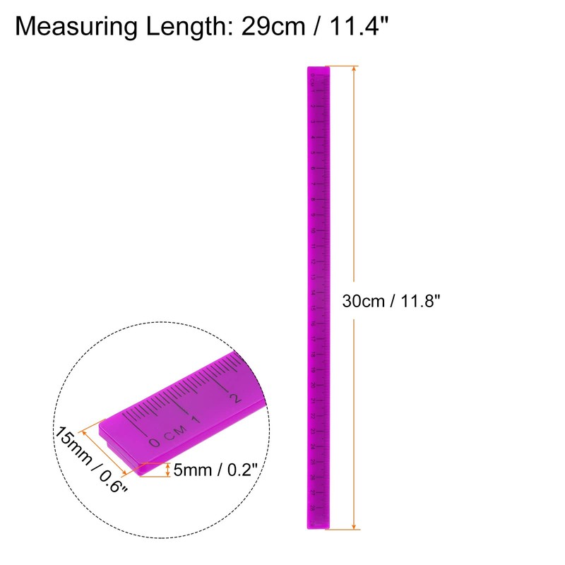 sourcing map Whiteboard Magnetic Ruler 29cm Metric Blackboard Straight Rulers
