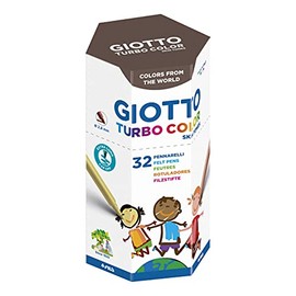 GIOTTO Turbocolor Skin Tones Tin of 32 (4 x 8 Assorted Colours) Fibre Tip Pens in Nude Colours, Fine Tip, Tip Diameter 2.8 mm, Packaging Made from 100% Recycled Cardboard