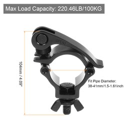 sourcing map Light Truss Clamp, Aluminum Alloy Stage Lighting Pipe O Clamp for 1.5-1.61inch OD Tube Max Load 220Lb Single Buckle, 1Pcs