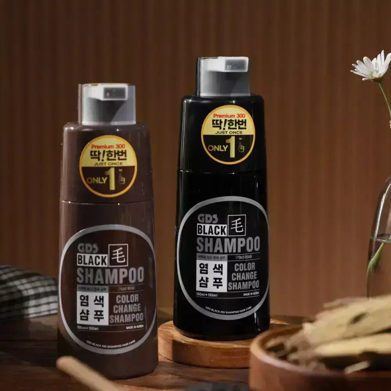 GDS 지디에스 딱한번 염색샴푸 300ml 블랙모 GDS [2개(흑갈색2개)] GDS One-Time