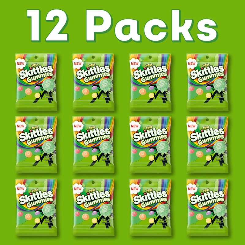 SKITTLES GUMMIES Sour Gummy Candy Grab and Go Pack, 5.8