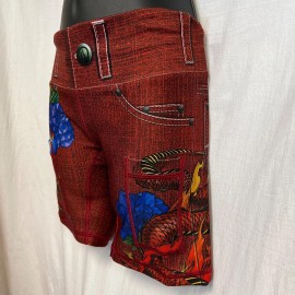 INKnBURN Women's 6-inch Short "Red Ryu" - Size 0 (XS)