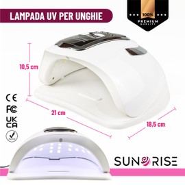 SUNORISE - Lampada Uv Led Unghie - 5 Timer, Display, 45 Led, Sensore, 48W/220W - Fornetto Unghie Semipermanente, Professionale e Portatile - Lampada Led Unghie x Nail Art, Smalto Gel, Acrygel, Polygel