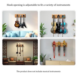 YCXYQ Brown - 3 Hooks Guitar Wall Mount Multiple Wall Hanging Aluminum Alloy Wall Rack Multifunctional Opening Adjustable Hook Guitar Bass Violin Erhu Hulusi Universal Display Rack